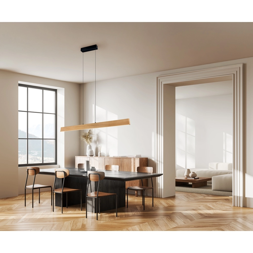 Strakke hanglamp Edgewood 150cm hout Trio 4017807662252