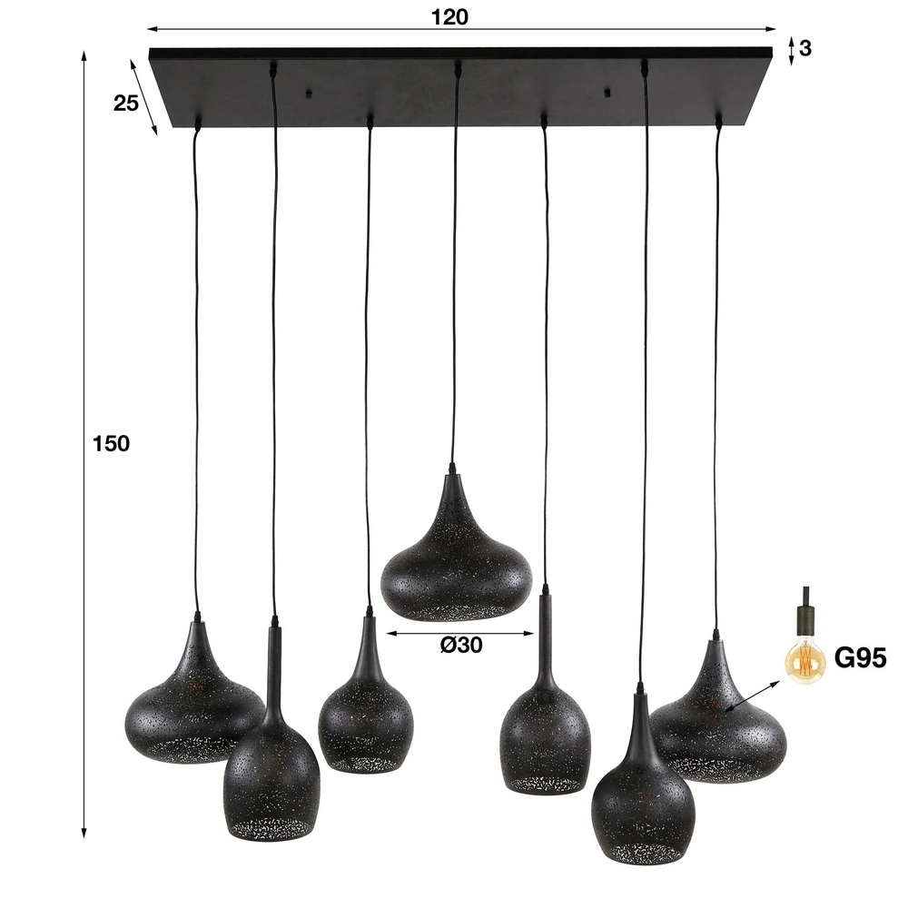 Eettafel hanglamp Zip 7x E27 Lyora 8716803512962
