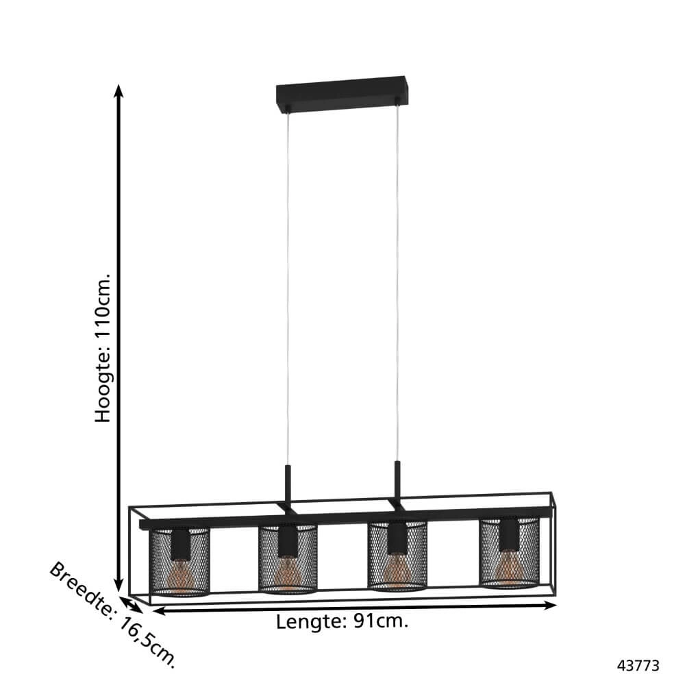 Landelijke hanglamp Catterick 4x E27 Eglo 9002759437732