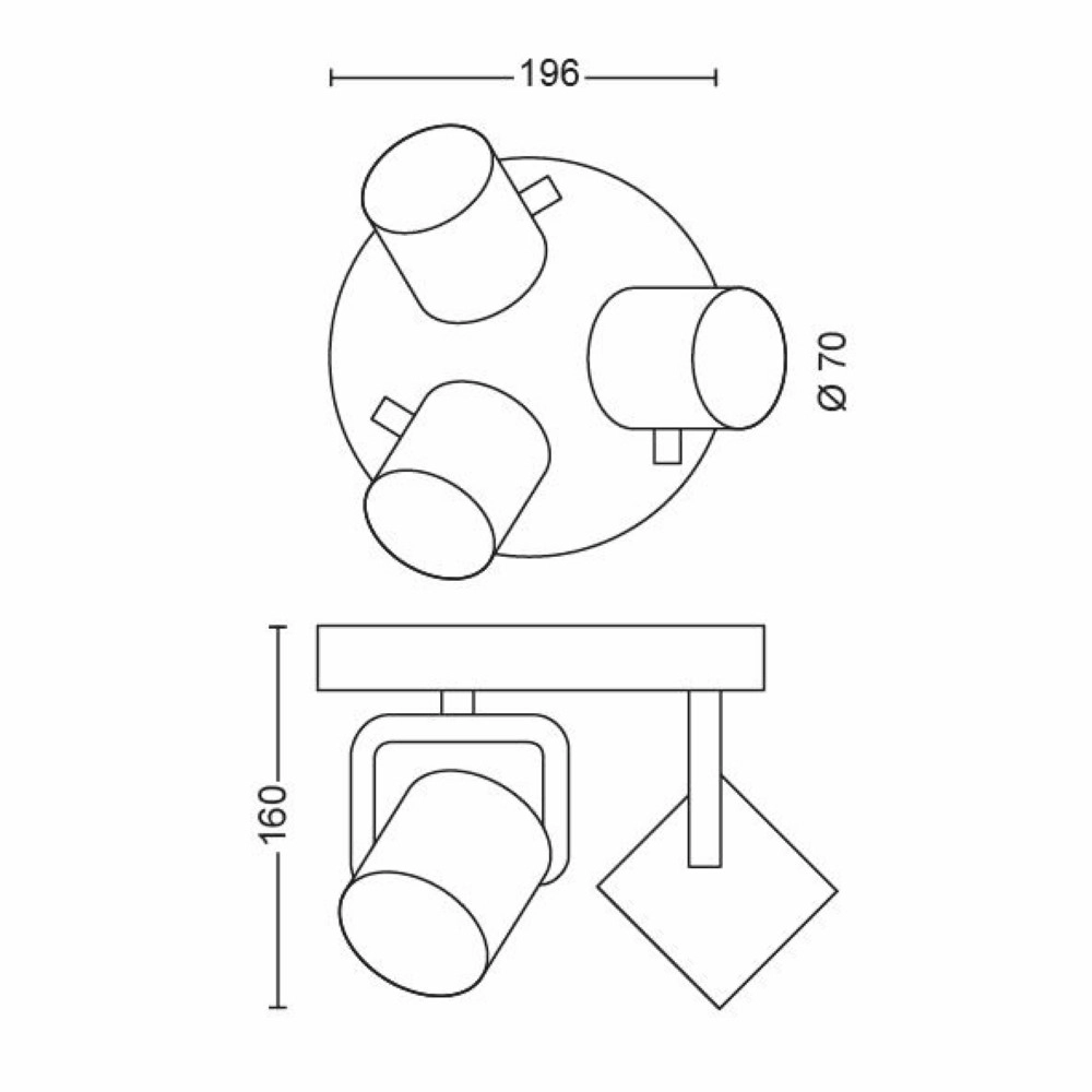 Strakke opbouwspot Byrl 3-lichts zwart Philips 8718696170212