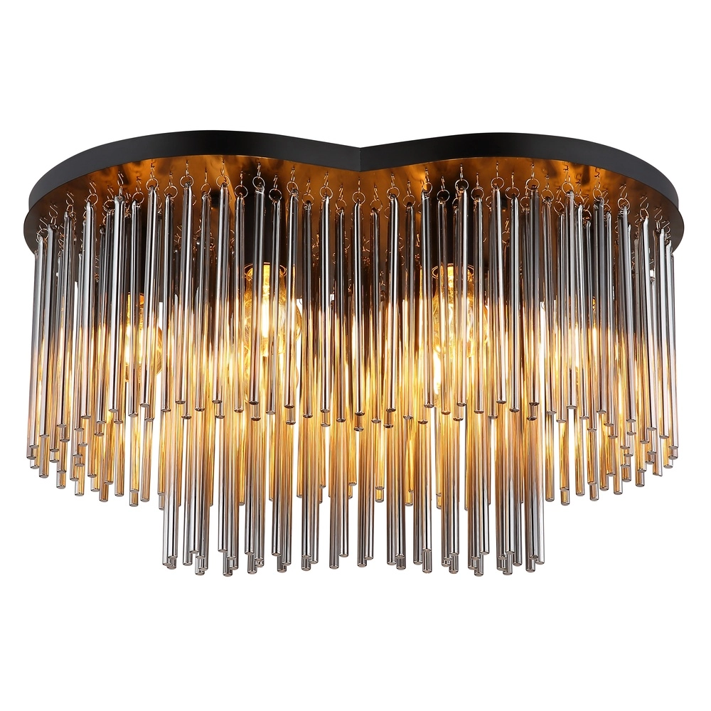 Plafondlamp Gorley zwart met glas staafjes Globo 9007371528622