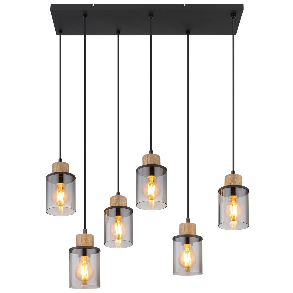 6-lichts hanglamp Reid zwart Globo 9007371448265