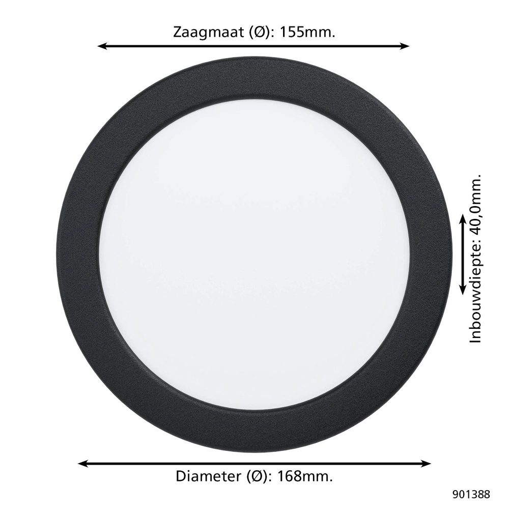 Inbouw lamp Fueva 6 rond - zwart - Ø 16,8cm Eglo 9008606330690