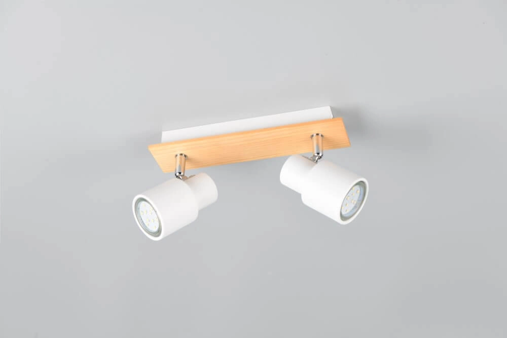 2-lichts plafondlamp Pierre wit met hout Trio 4017807638165
