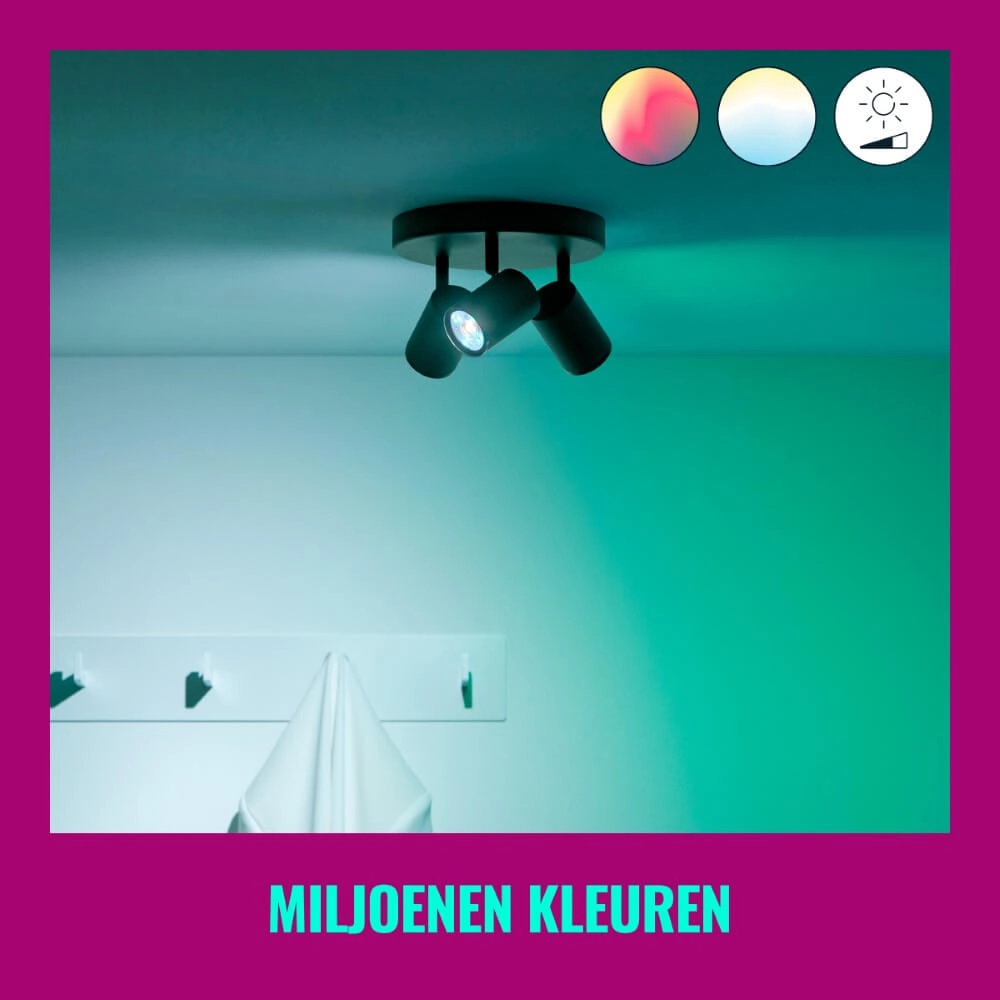 3-lichts opbouwspot Imageo smart - zwart WiZ 8719514554535