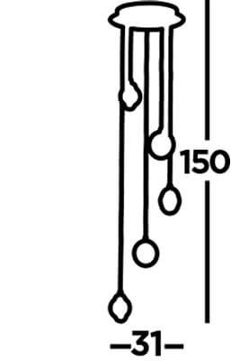 Hanglamp Quartz vide 5-lichts chroom Searchlight 5053423185408