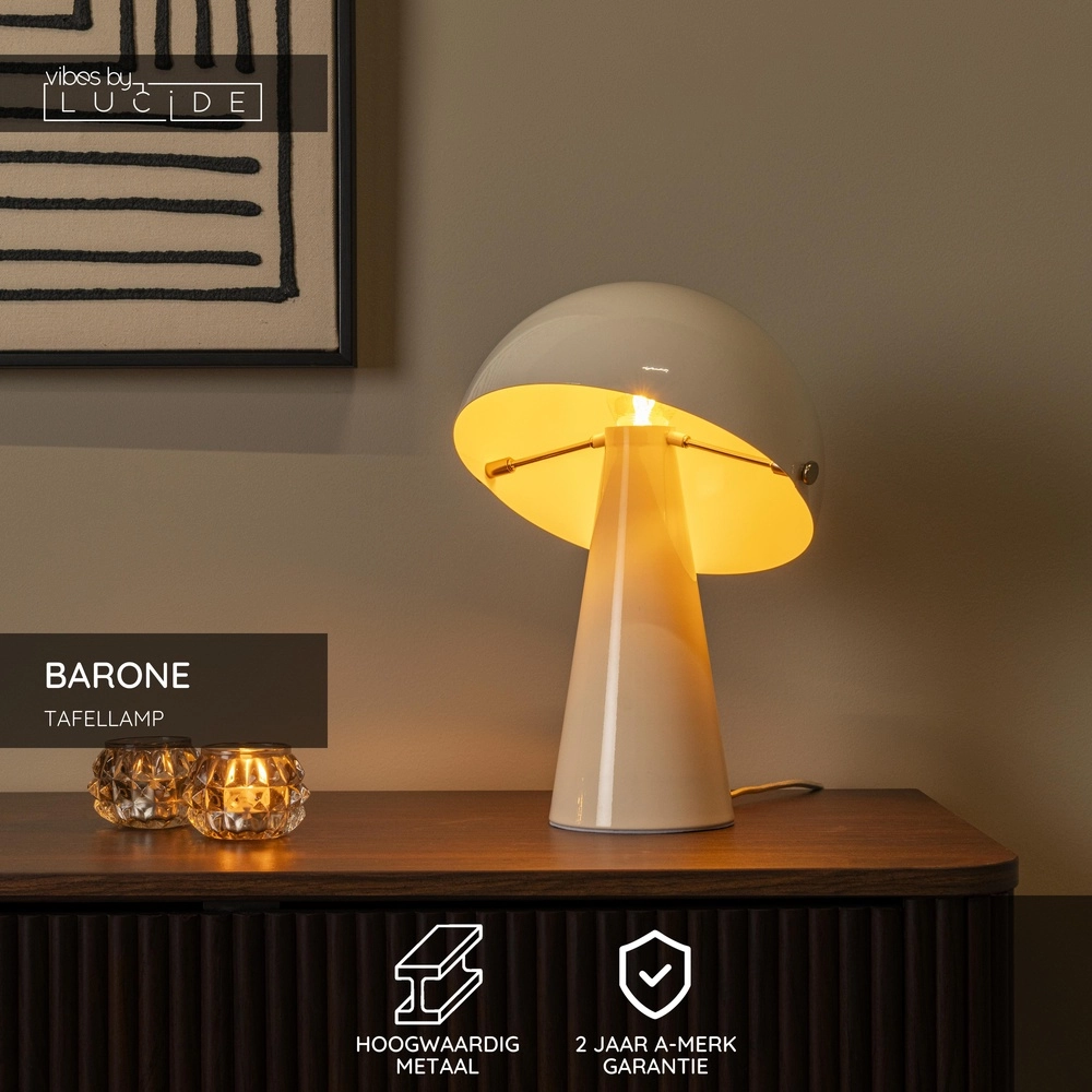 Tafellamp Barone crème 23cm Lucide Vibes 5411212650078