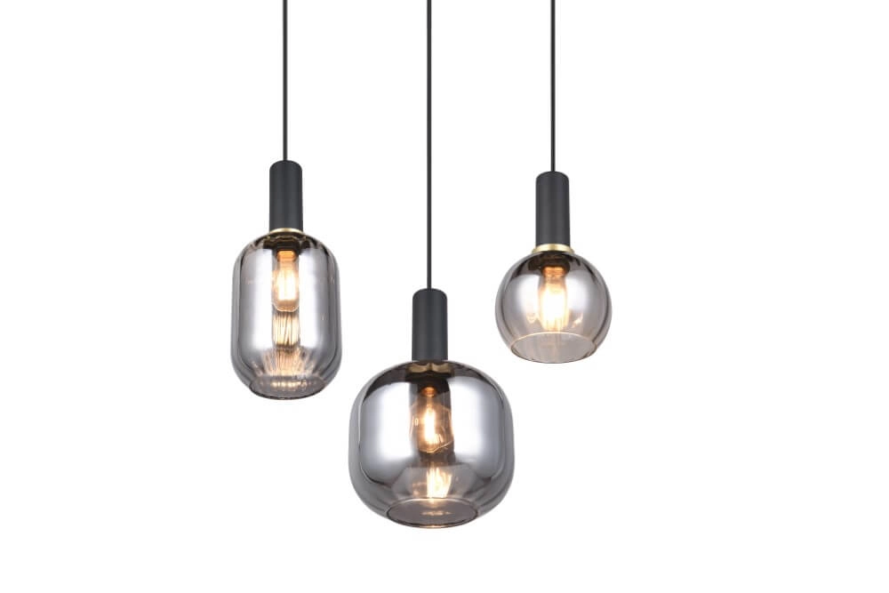 Eetkamer hanglamp Diva 3-lichts - smoke glas Trio 4017807614565