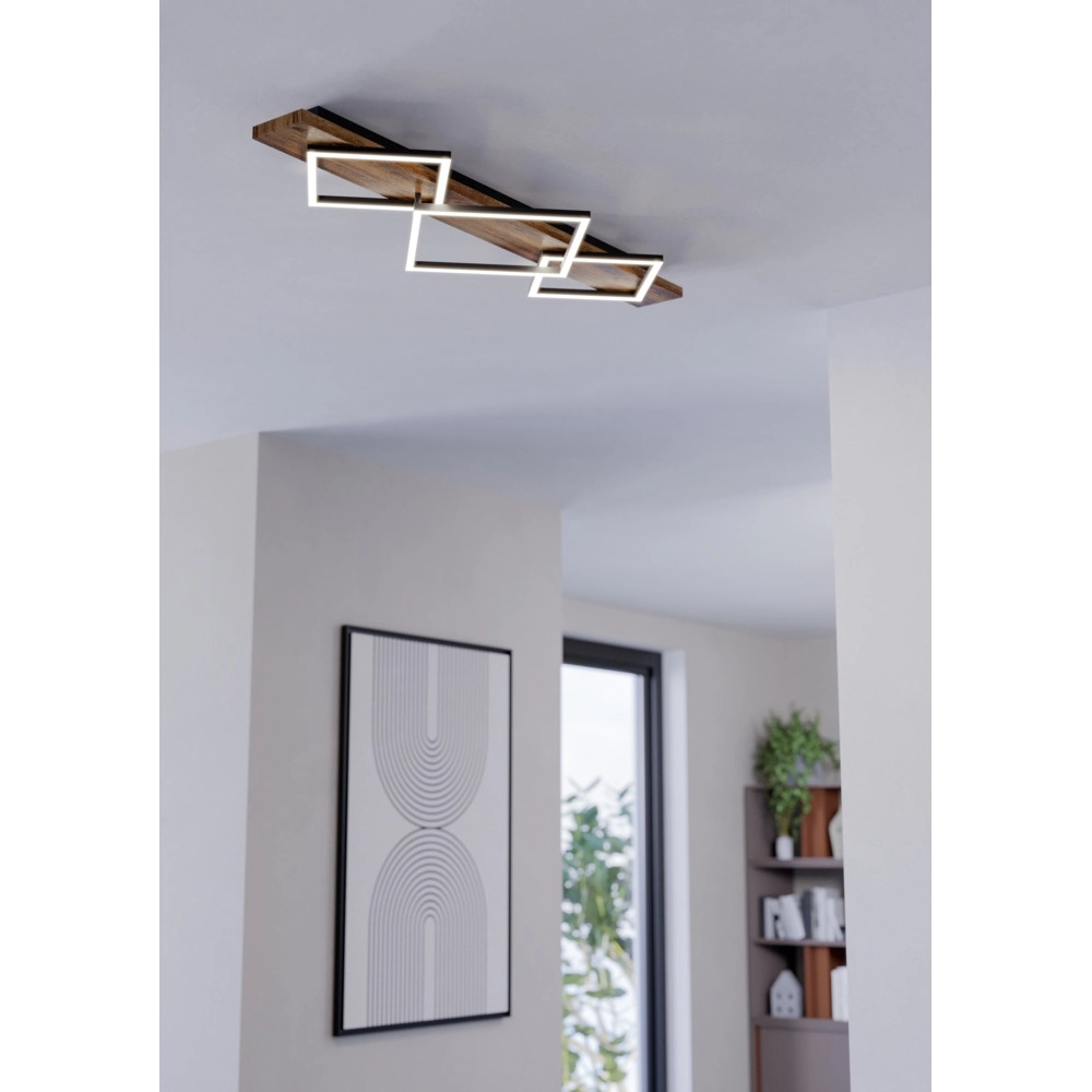 Plafondlamp Boyal zwart met donker hout Eglo 9008606351961