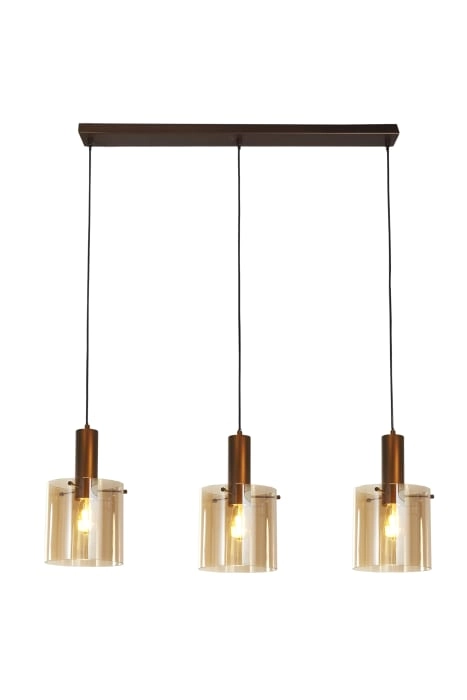 Bruine hanglamp Sweden 3-lichts recht Bruine hanglamp Sweden 3-lichts recht