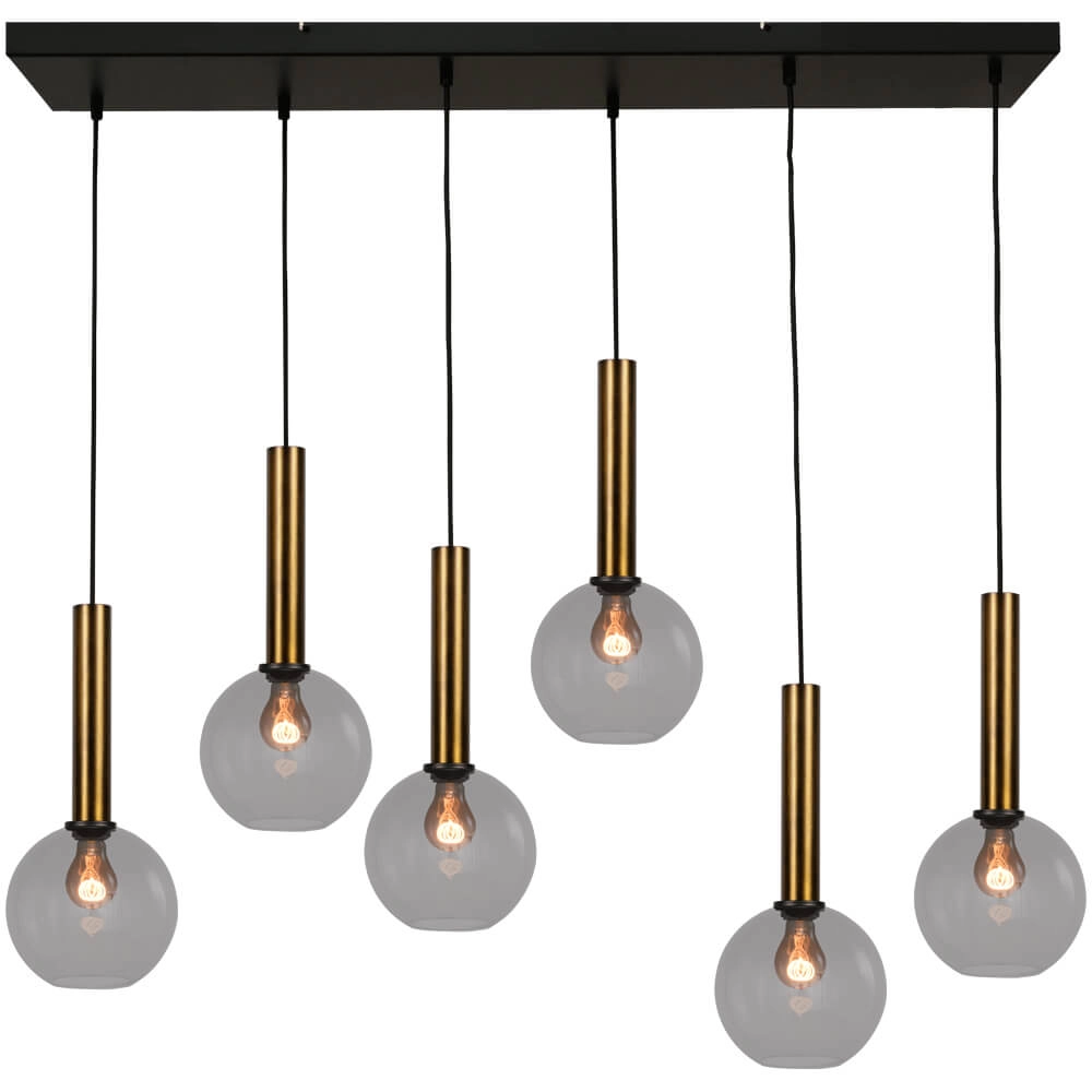 6-lichts hanglamp Bella 2 met smoke glas