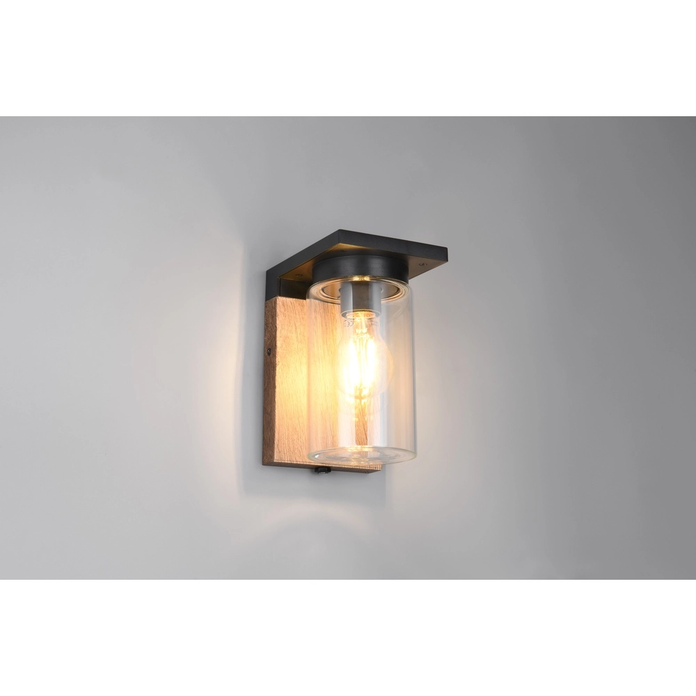 Wandlamp Ardila zwart met hout Trio 4017807603439