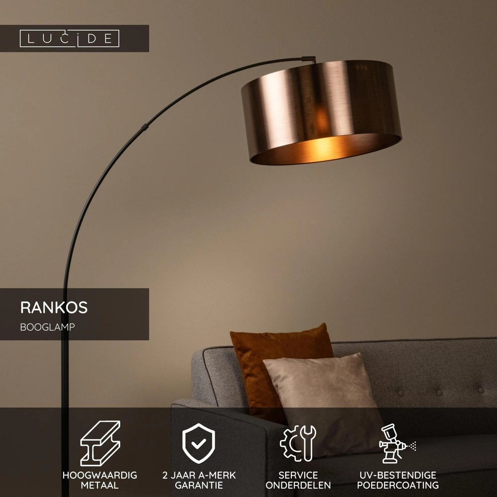 Design booglamp Rankos zwart Lucide 5411212051691