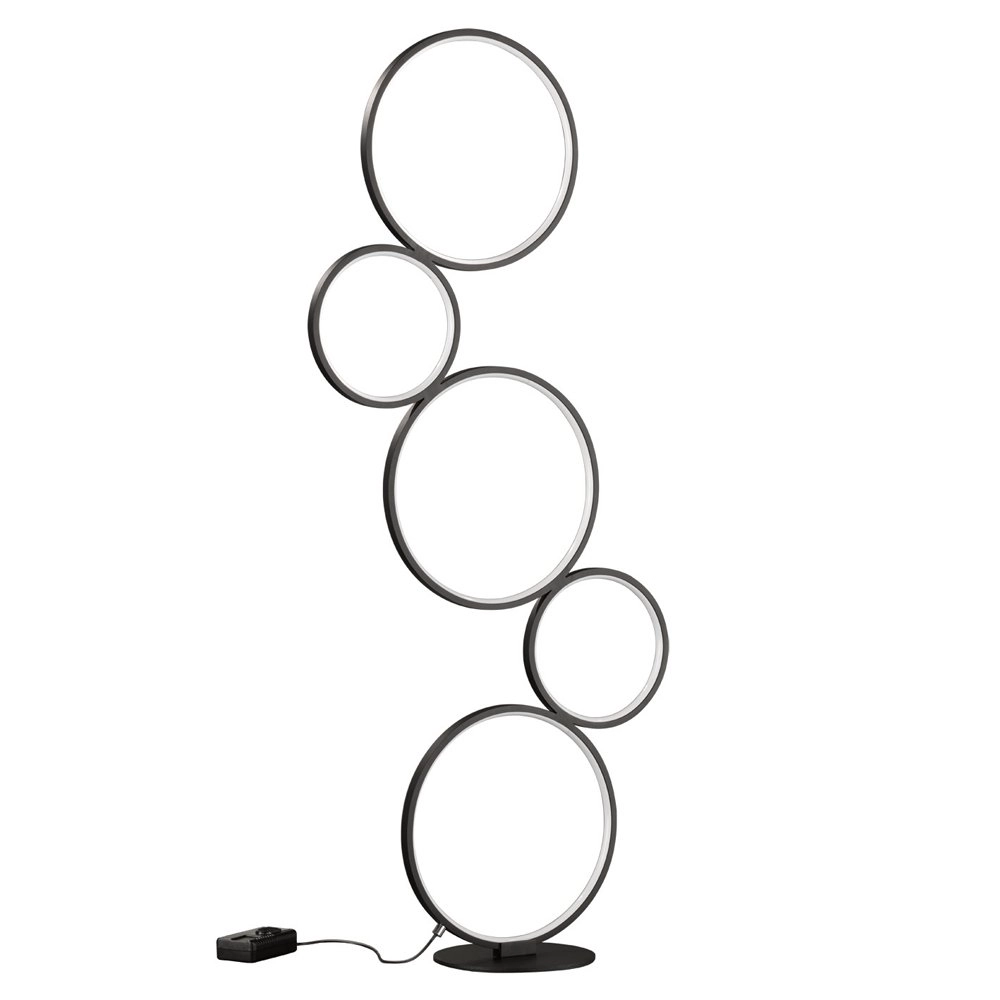 Design vloerlamp Rondo 5-rings zwart Design vloerlamp Rondo 5-rings zwart