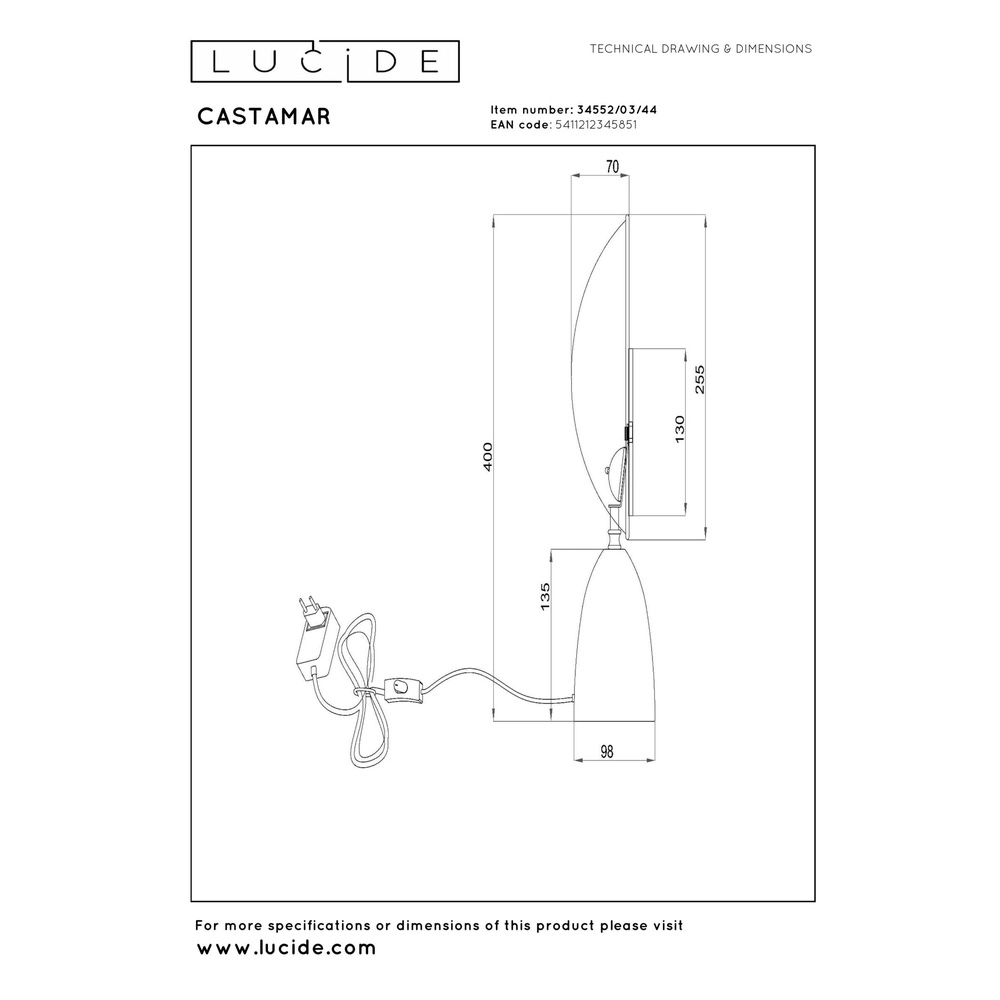 Design tafellamp Castamar Ø 25,5cm geel Lucide 5411212345851
