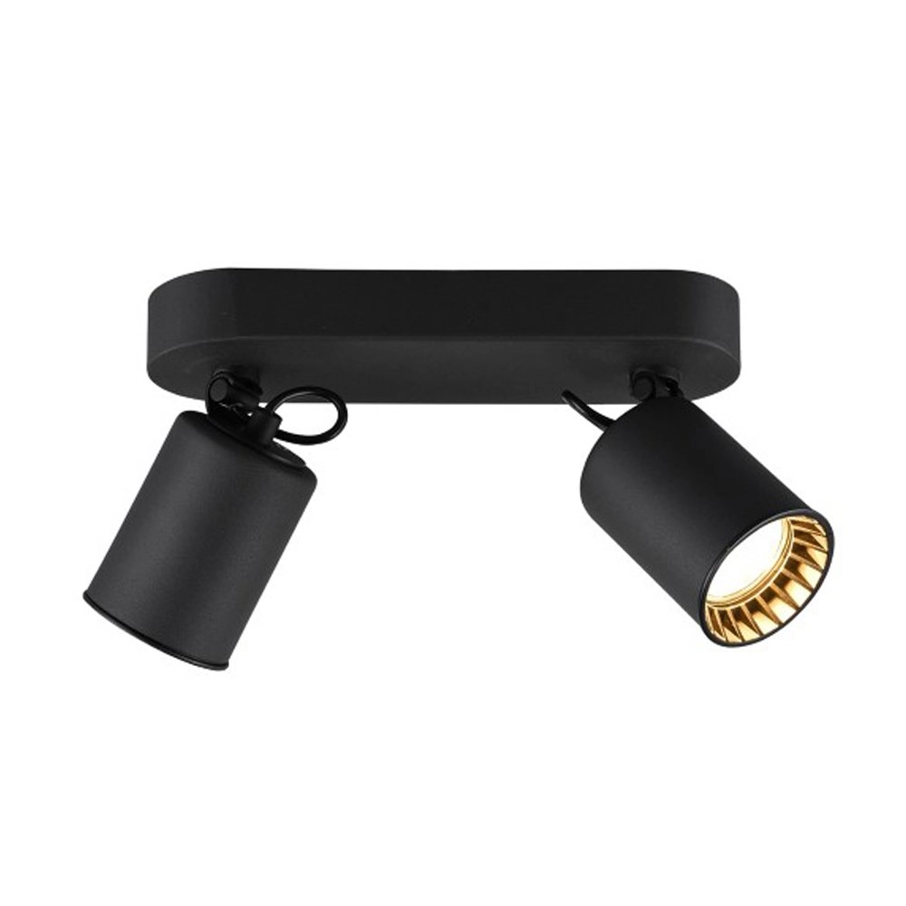 Zwarte plafondlamp Pago met 2 spots Trio 4017807408249