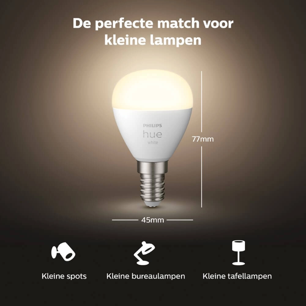 Lichtbron kogel Hue - E14 - 6W - White set van 2 Philips 8719514356771
