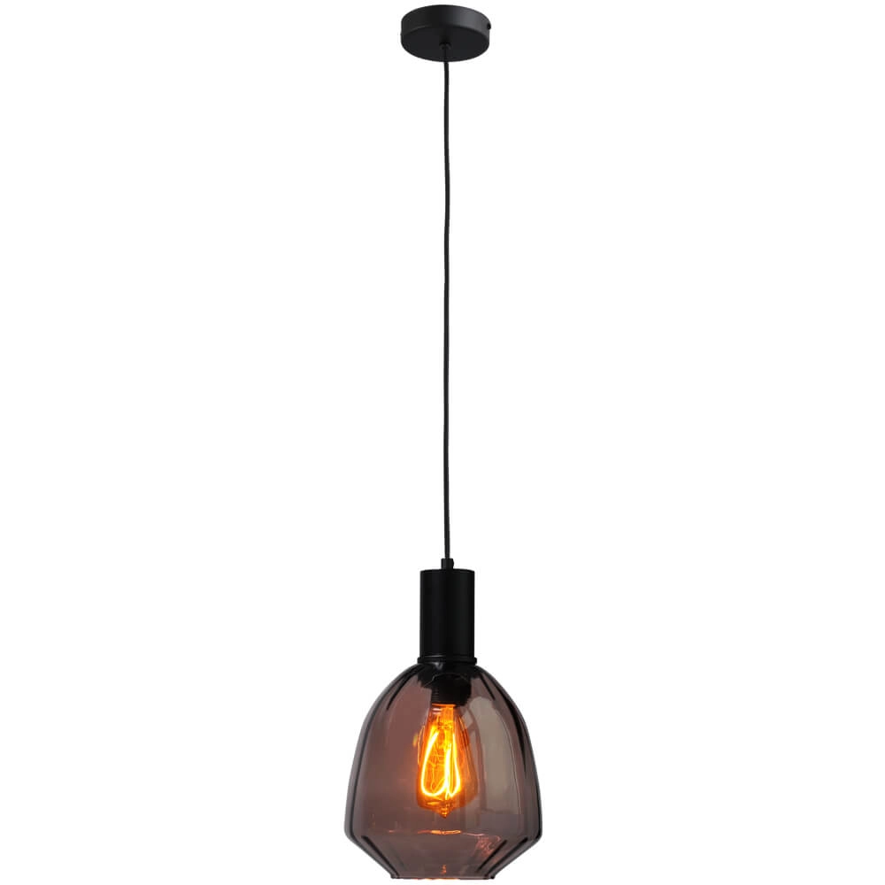 Hanglamp zwart Porto met Nicolette red glas - Ø 20cm Masterlight 8718121269375