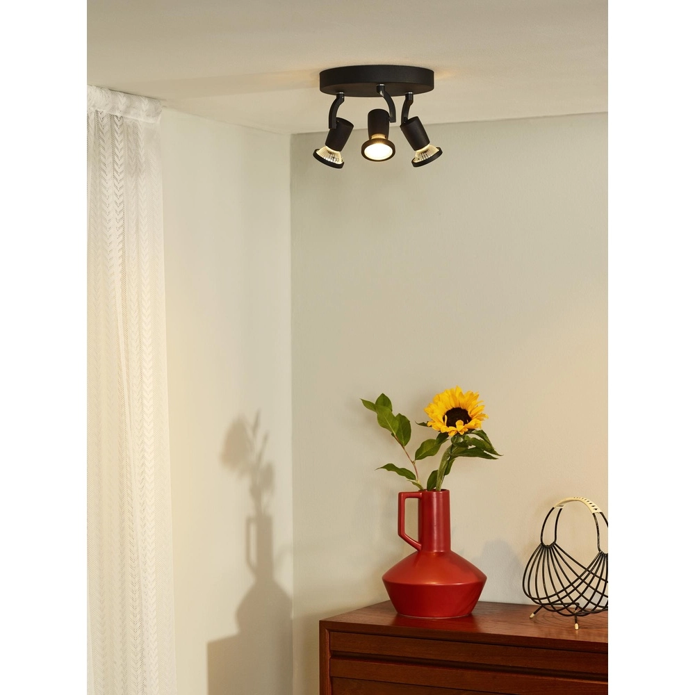 Plafondlamp Jaster-Led 3-lichts zwart Lucide 5411212114716