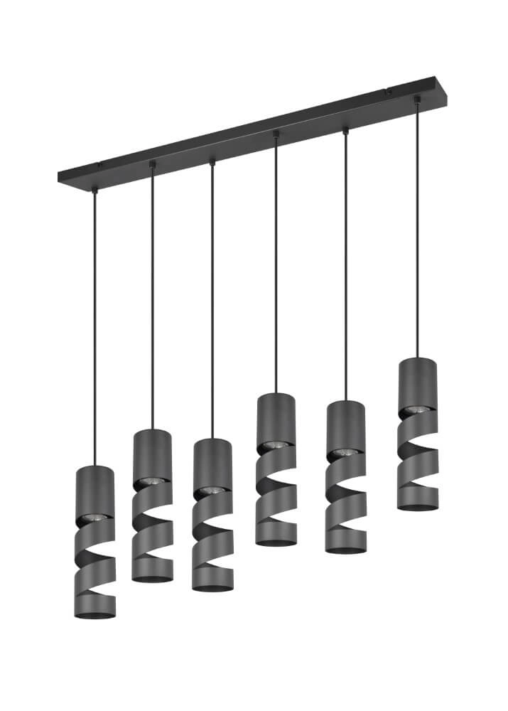 6-lichts koker hanglamp Stream zwart Trio 4017807614022