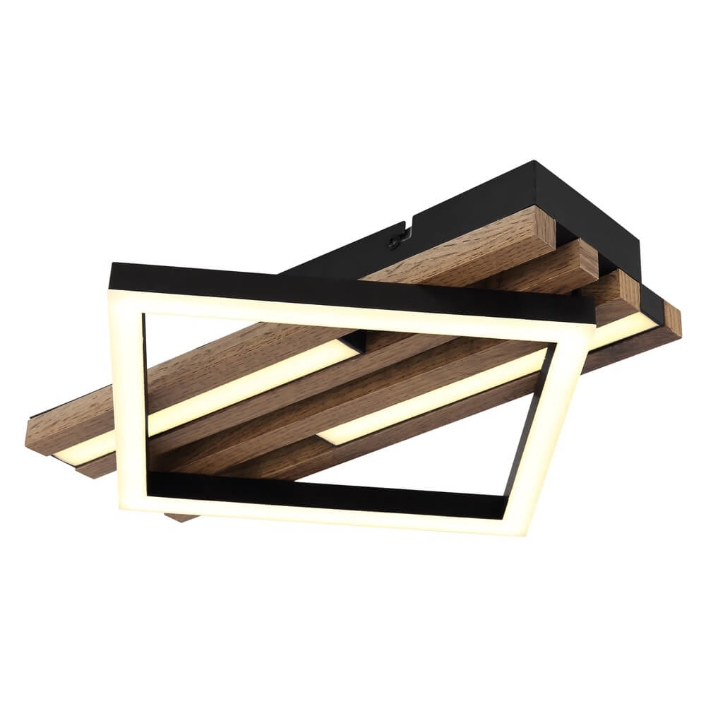 Plafondlamp Obrien zwart met hout enkel
