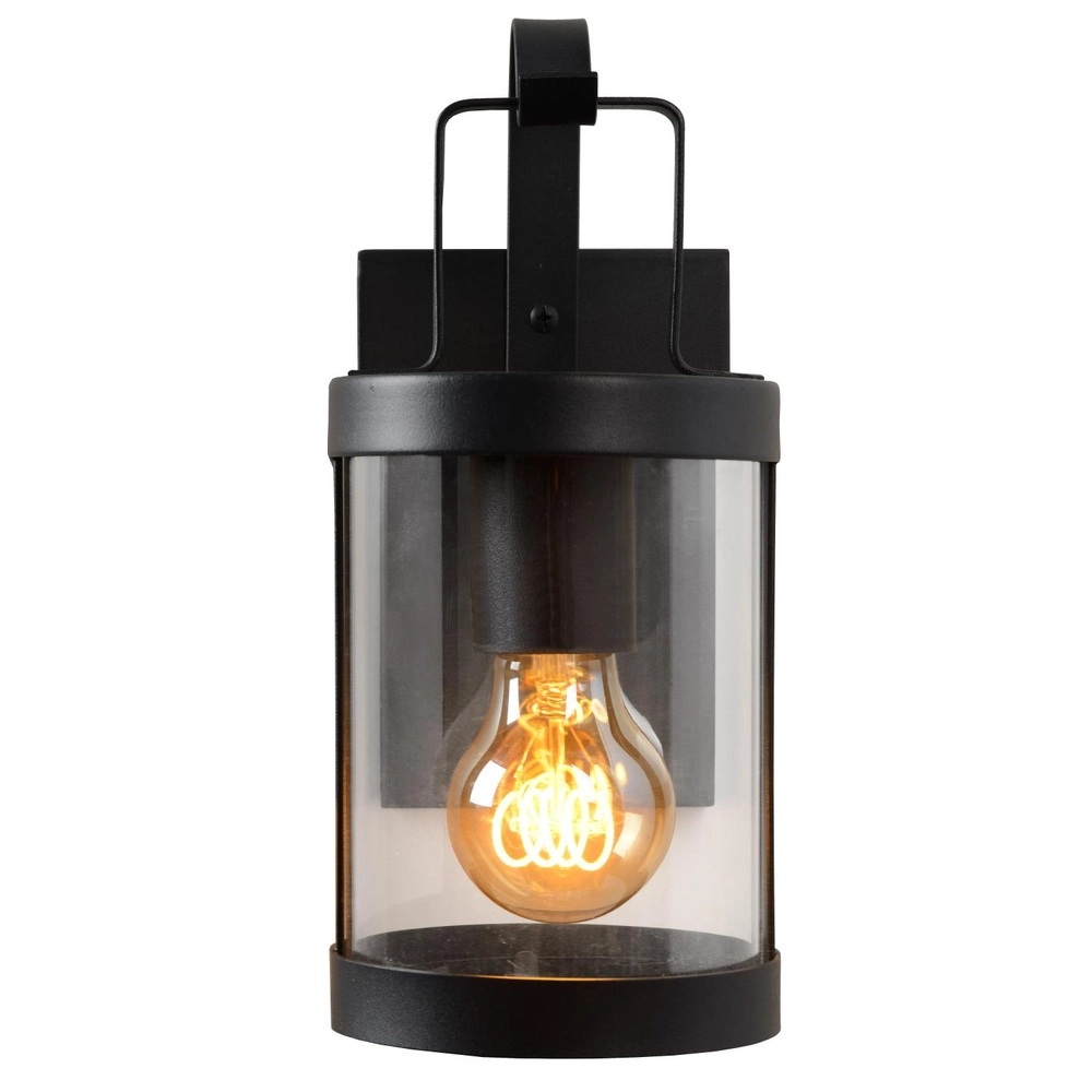 Zwarte wandlamp Lindelo IP23 Lucide 5411212290366