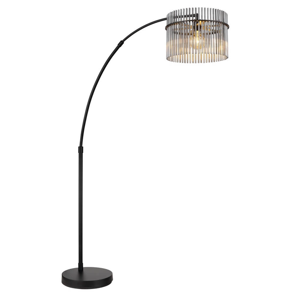 Zwarte vloerlamp Gorley met smoke glas