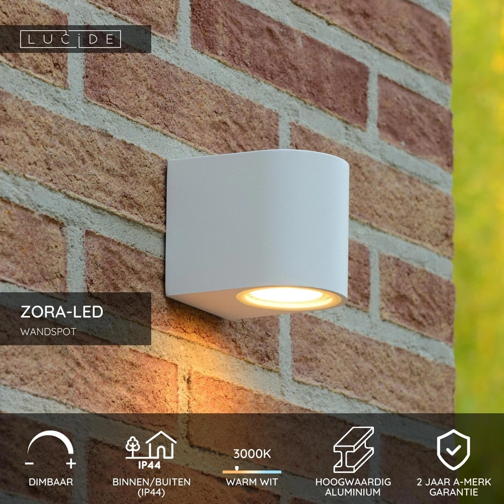 Design wandspot Zora-Led down wit Lucide 5411212221056