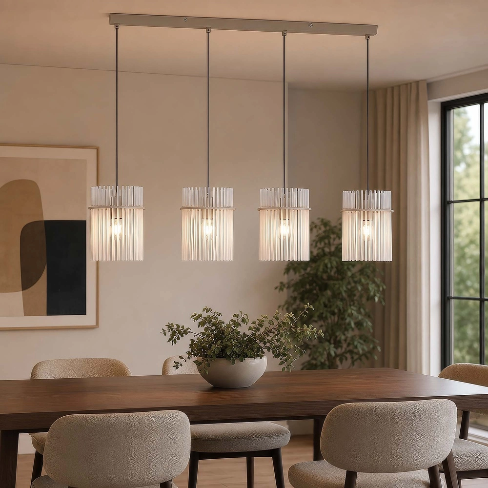 Hanglamp Swizzle 4-lichts zand bruin Searchlight 5,05342E+12