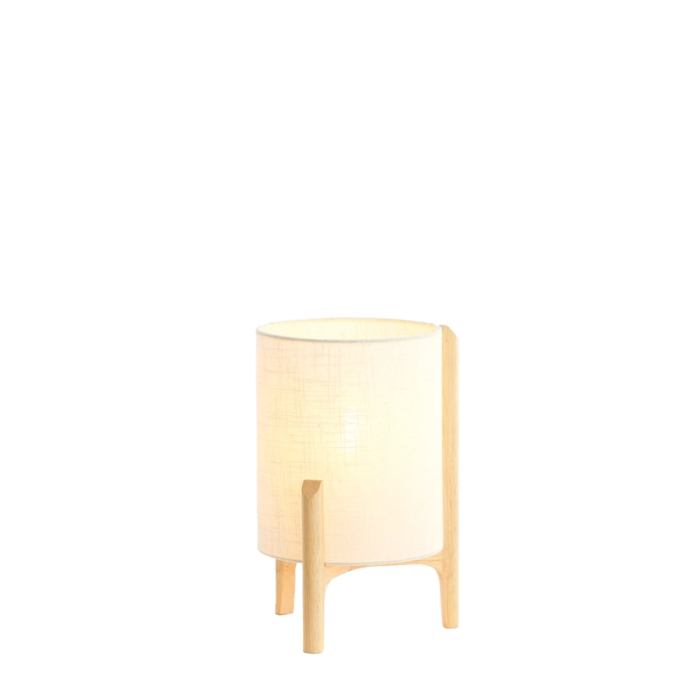 Schemerlamp Litto Ø 22cm - houtlook met naturel linnen Light & Living 8717807792688