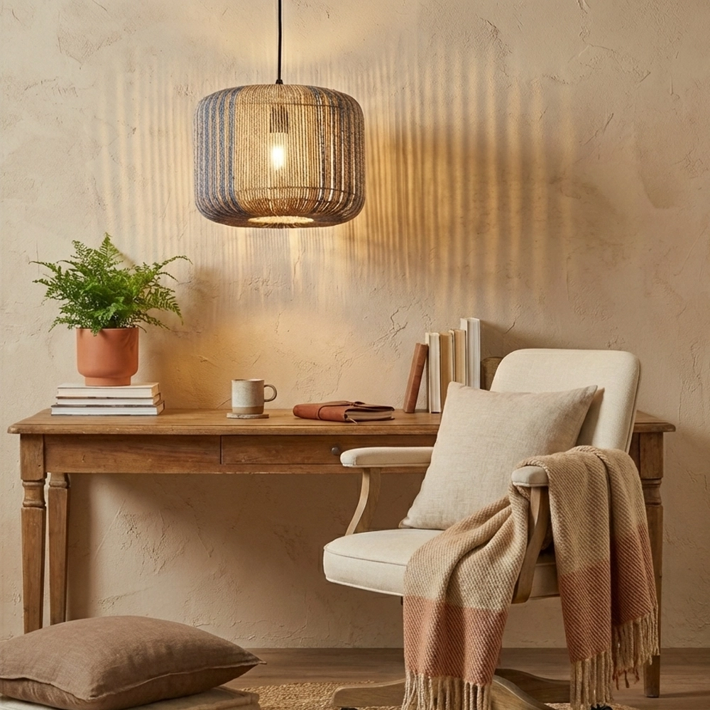 Hanglamp Abby Ø 33cm bruin met blauw