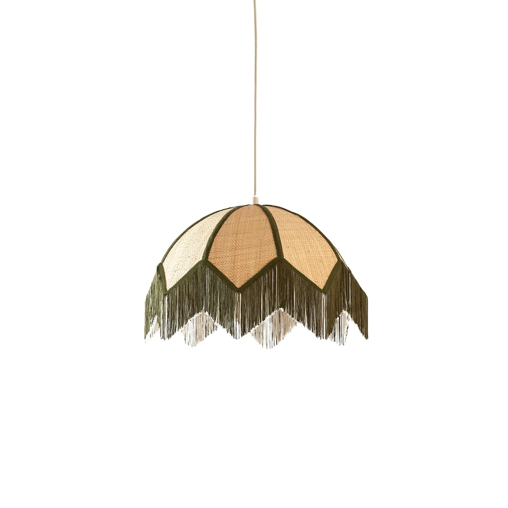 Ø 45cm hanglamp Sulina raffia met groen