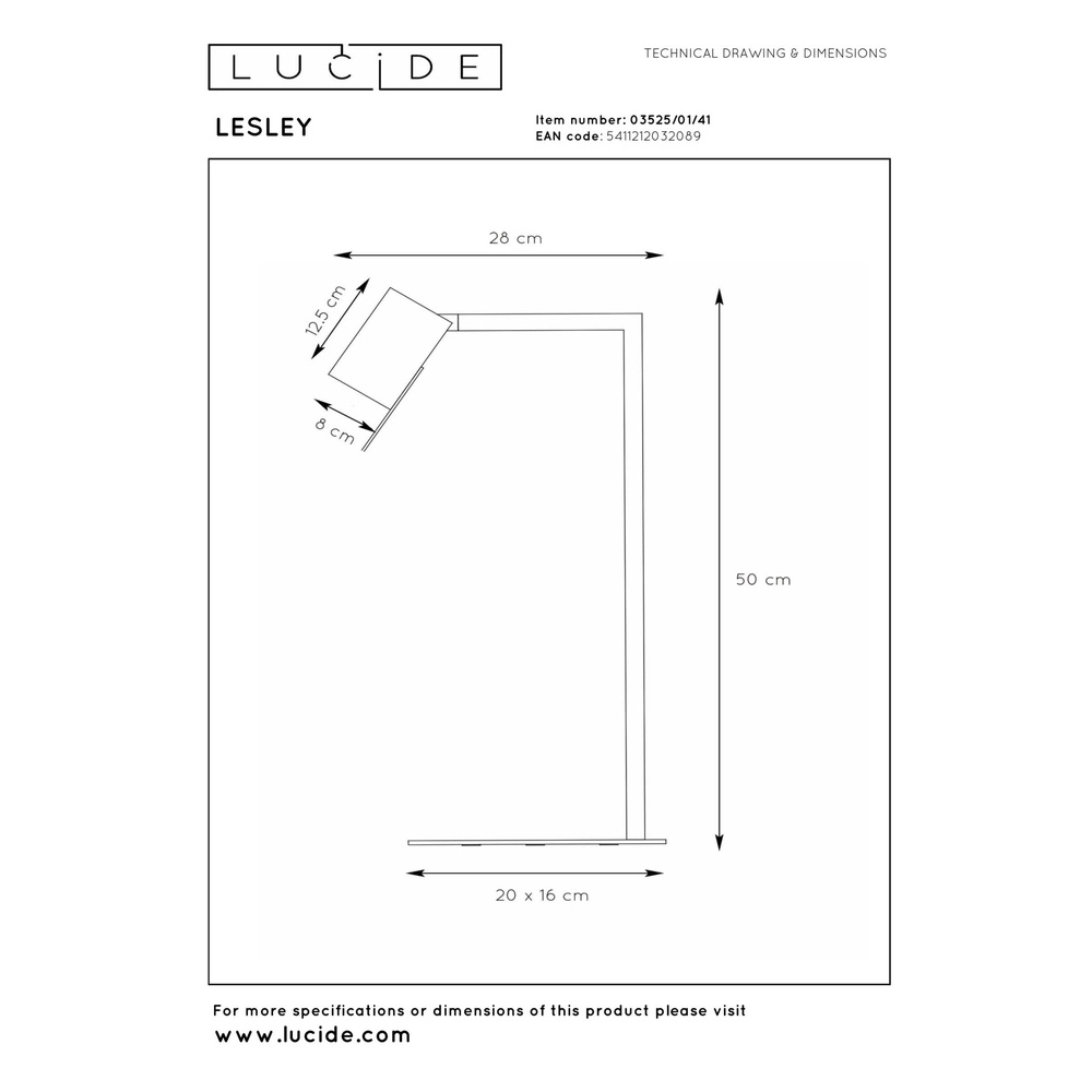 Moderne bureaulamp Lesley zand bruin Lucide 5411212032089