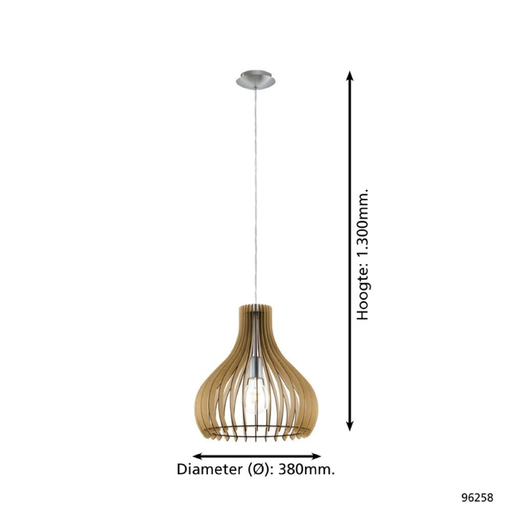 Hanglamp Tindori 38cm lichtbruin hout Eglo 9002759962586