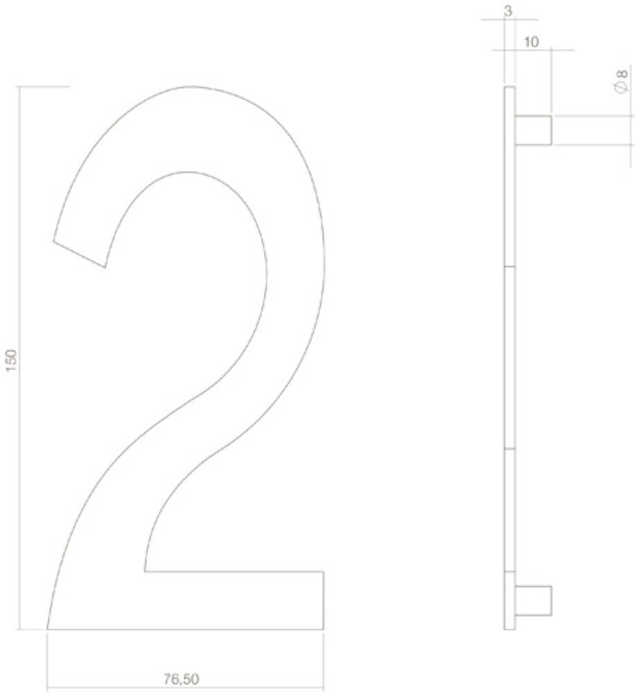 Huisnummer 2 Numbra zwart Intersteel 8714186400715
