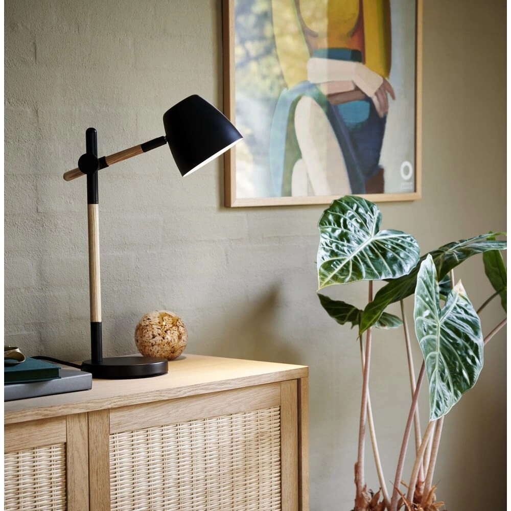 Tafellampje Theo zwart met hout Nordlux 5704924005695