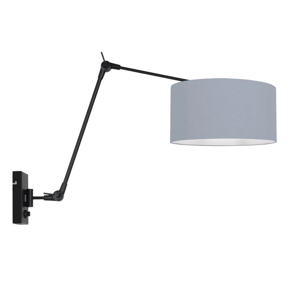 Wandlamp Prestige Chic zwart met lichtblauwe kap