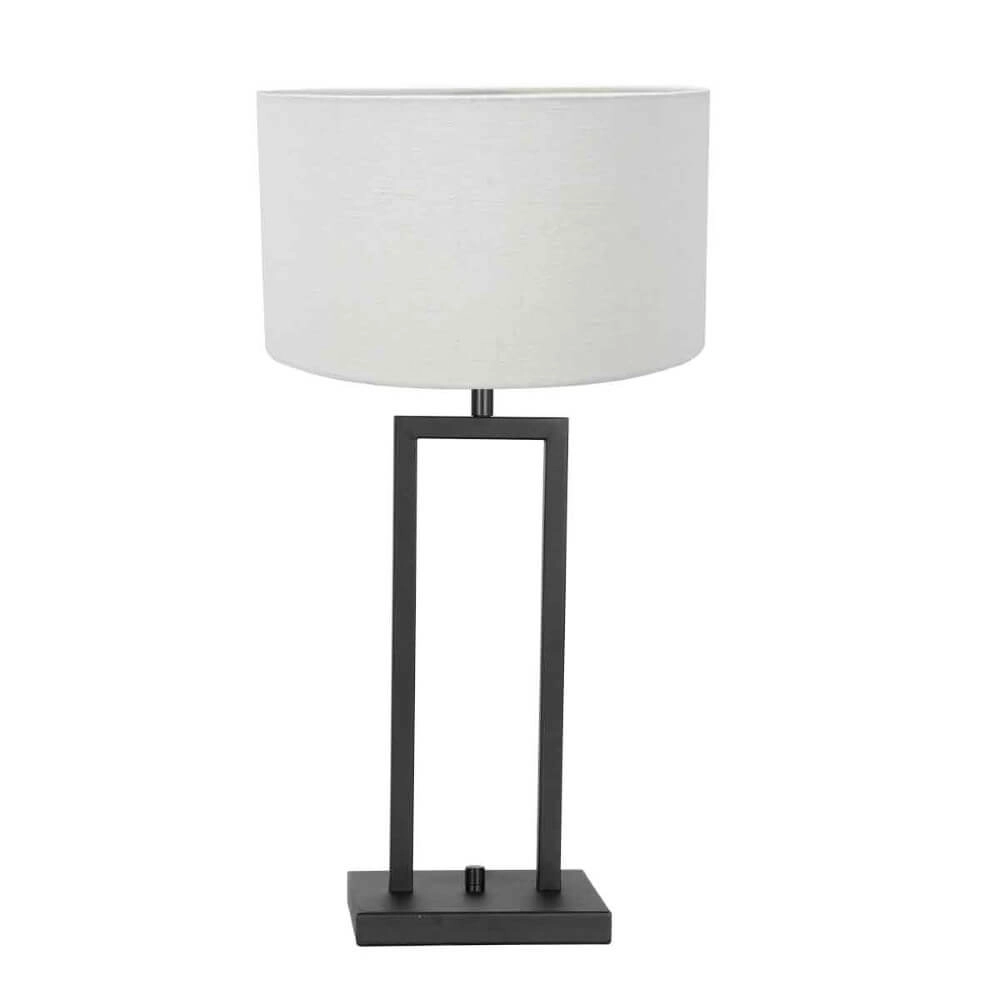 Zwarte schemerlamp Stanger met witte kap Zwarte schemerlamp Stanger met witte kap