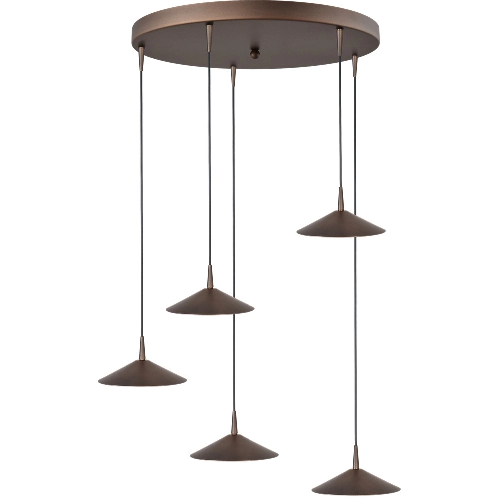 5-lichts hanglamp Ceppo cacao bruin Ø 18cm rond