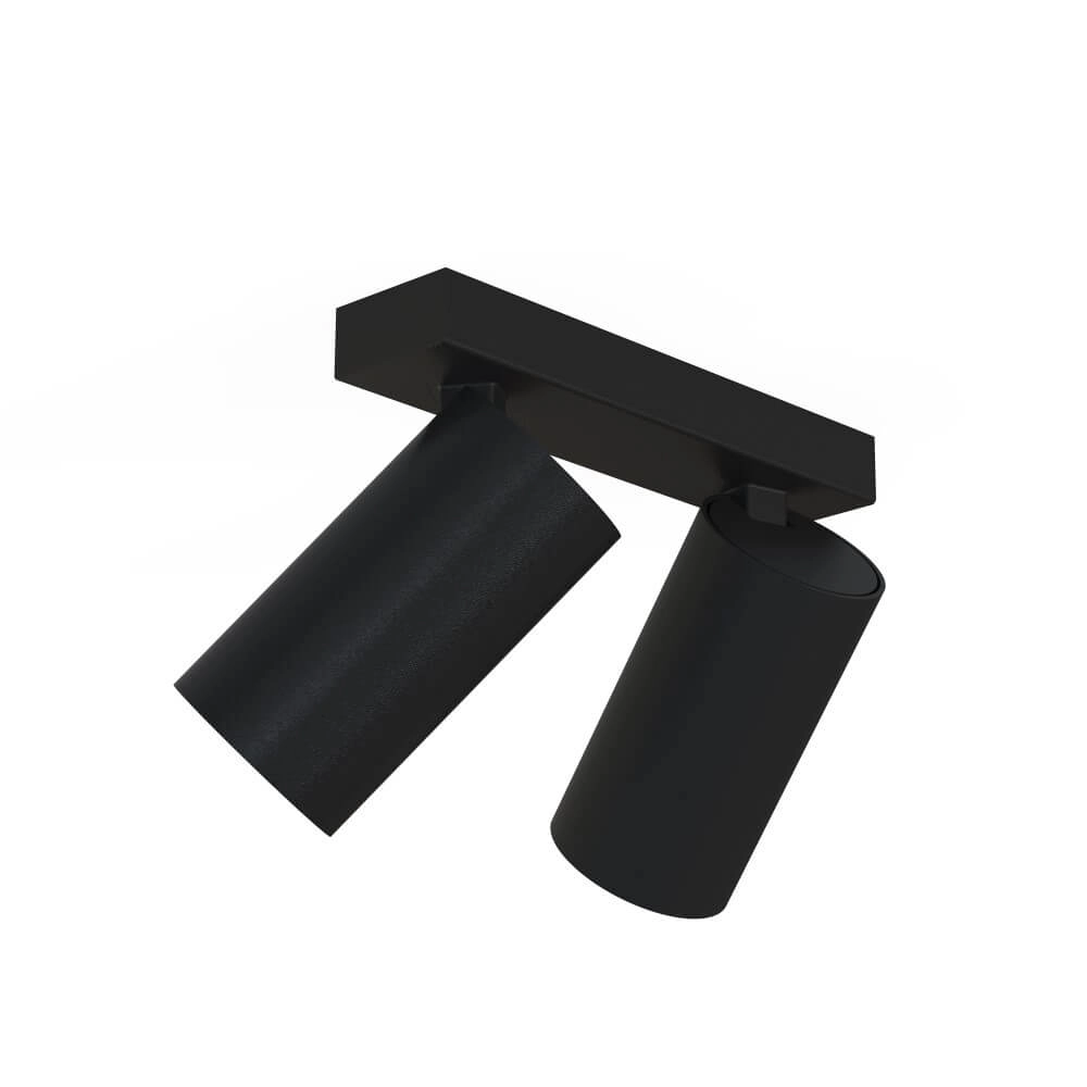 Zwarte opbouwspot Mono 2-lichts kantelbaar Lyora 5903139784191