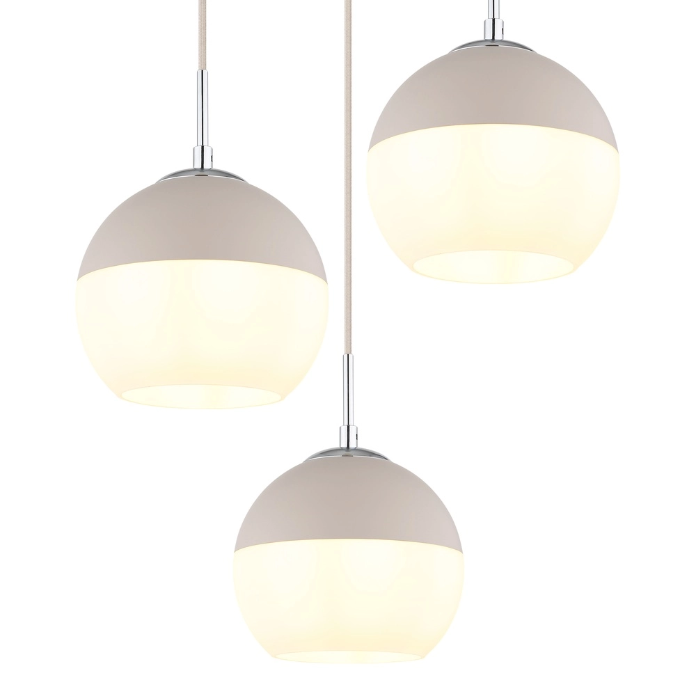 3-lichts hanglamp Ragusa rond zand bruin Globo 9007371575787