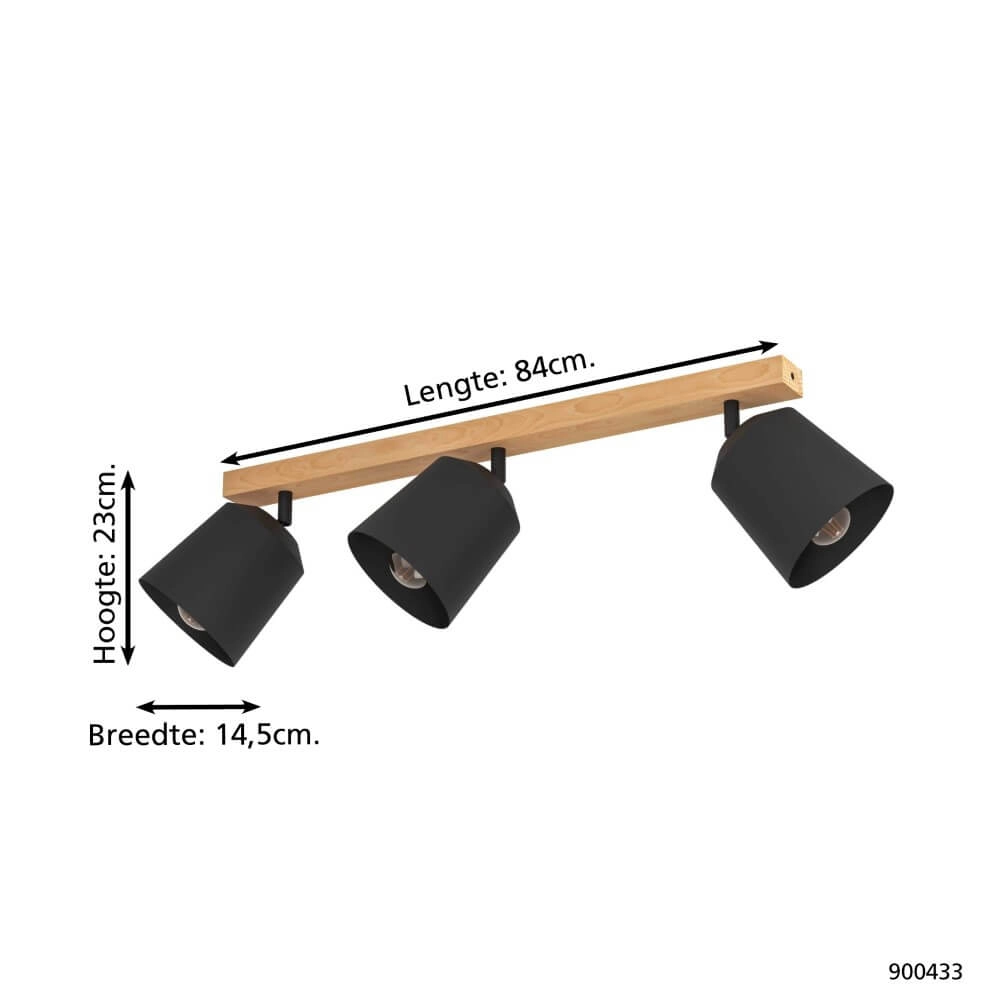 Landelijke plafondlamp Cotorro 3-lichts Eglo 9008606243891
