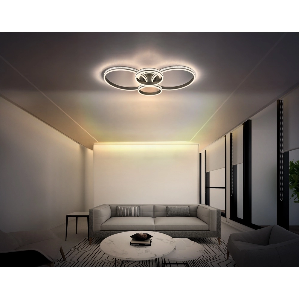 Design plafondlamp Grouni 4 ringen titanium mat Globo 9007371533879