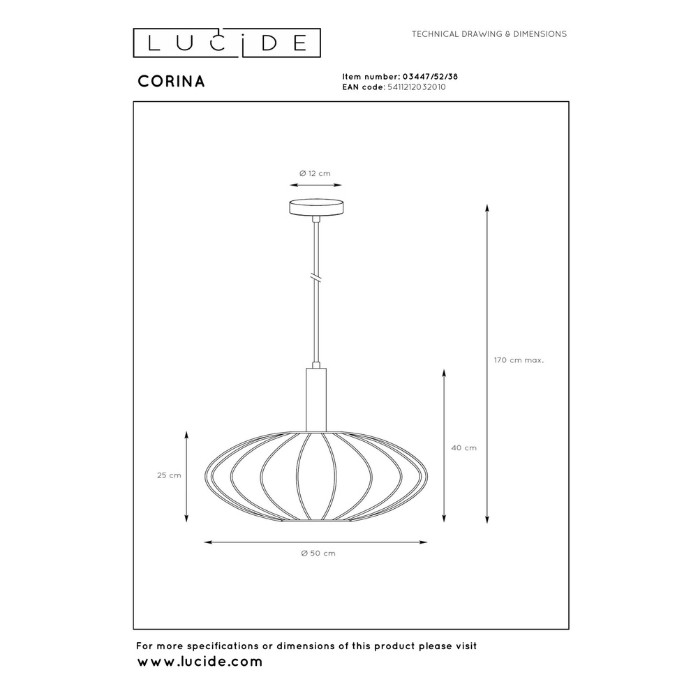 Hanglamp Corina zand bruin Ø 50cm Lucide 5411212032010
