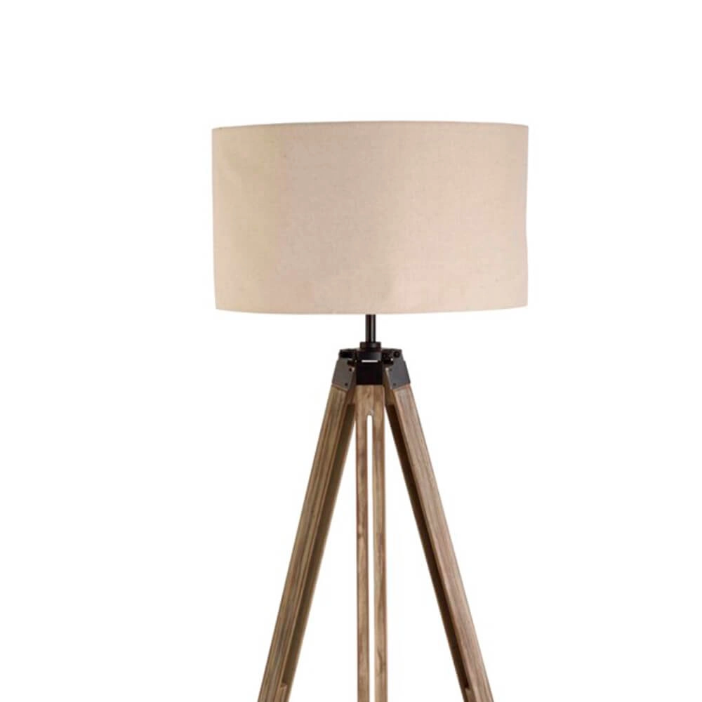 Landelijke vloerlamp Easel 145cm Tripod hout met taupe Searchlight 5053423055534