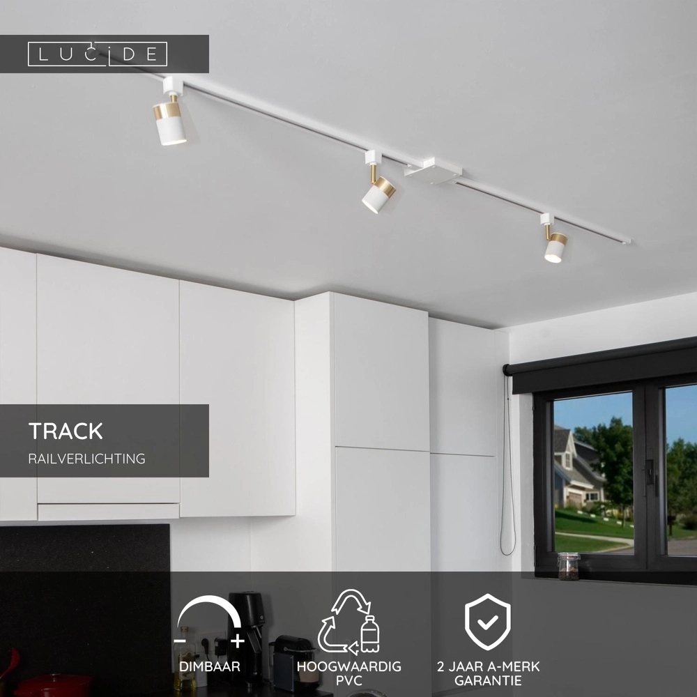 Rail startvoeding dubbel Track 1-fase wit Lucide 5411212093813