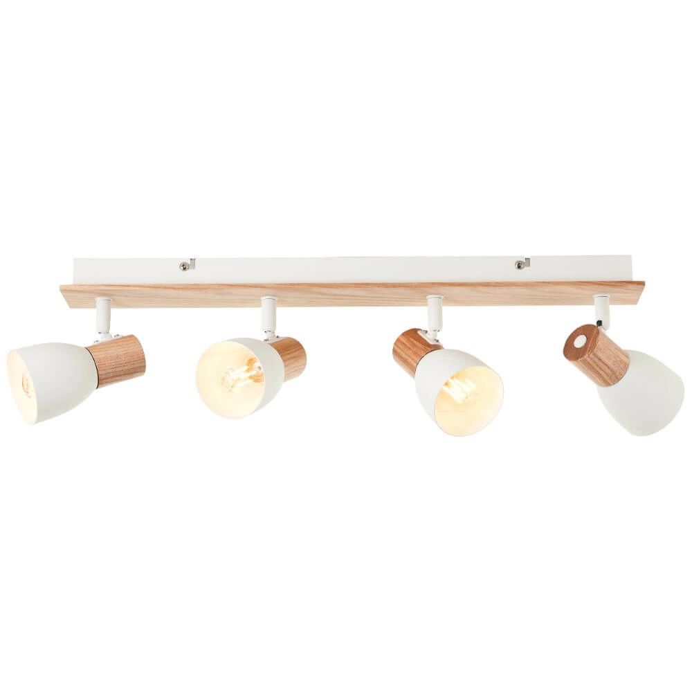 Plafondlamp Daintree 4-lichts wit met hout Brilliant 4004353413452
