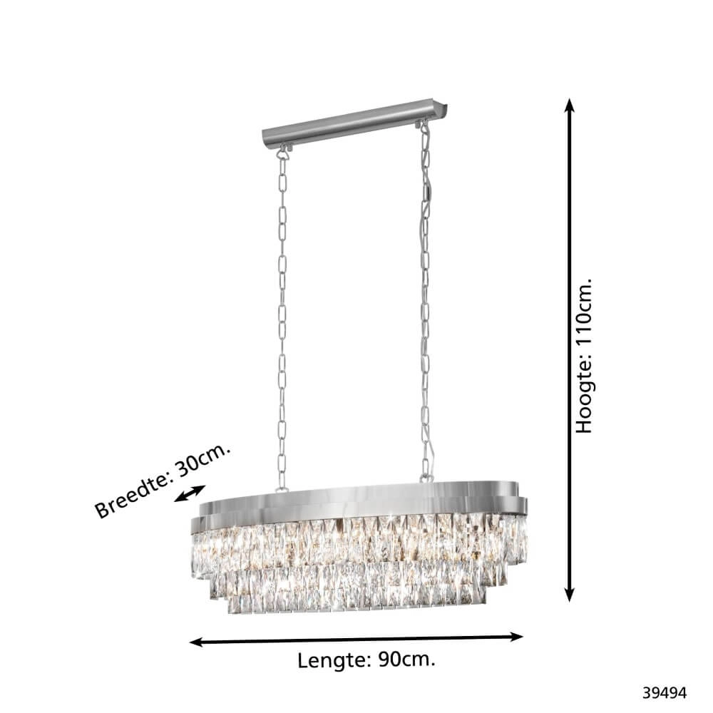 Eetkamer kroonluchter Valparaiso 1 chroom 90cm Stars of Light 9002759394943