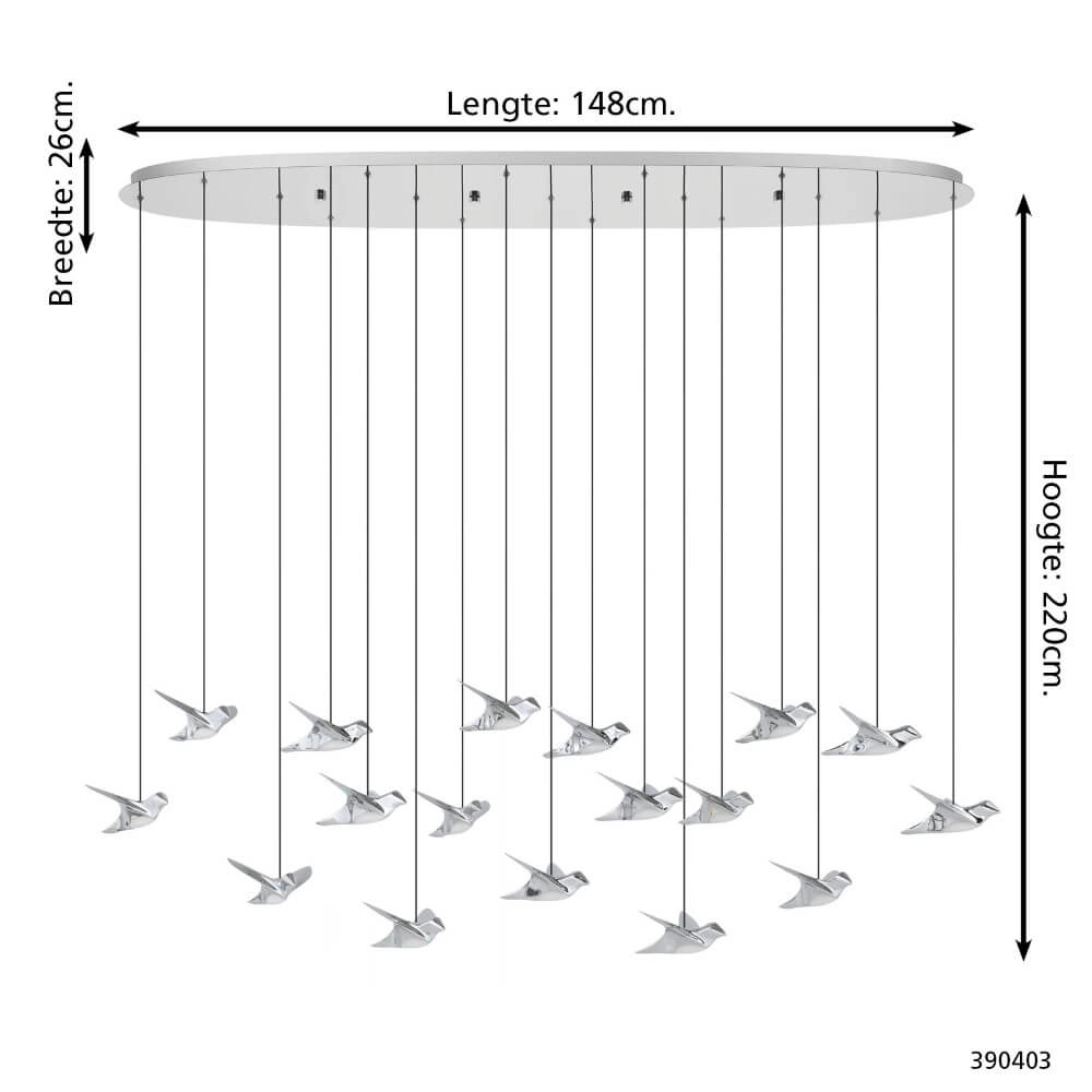 17-lichts hanglamp Paratebueno 1 chroom Stars of Light 9008606292240