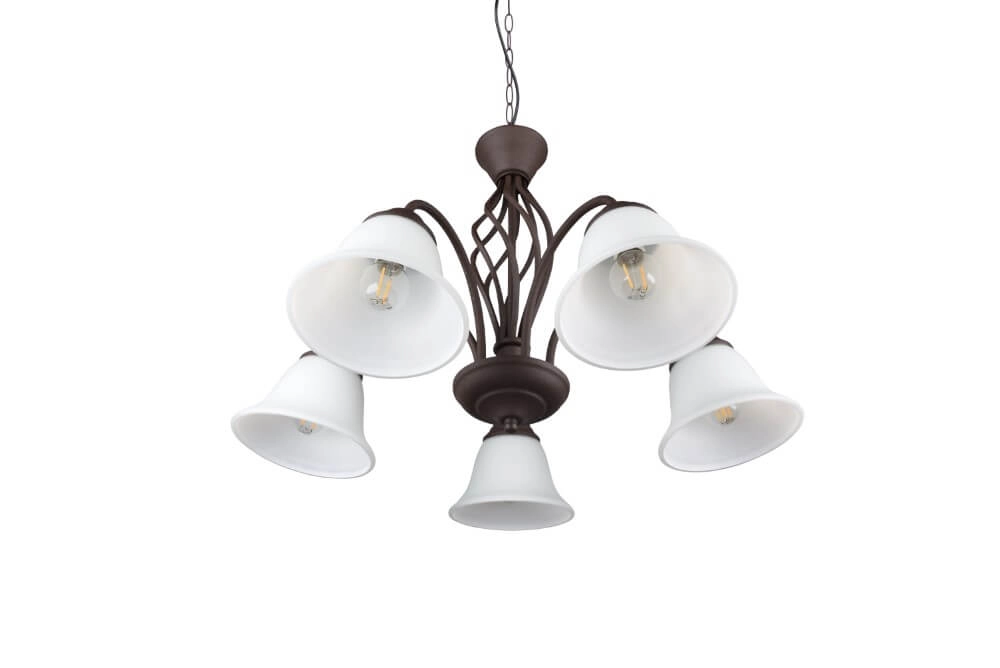 Kroonluchter Rustica 60cm 5-lichts roestbruin Kroonluchter Rustica 60cm 5-lichts roestbruin